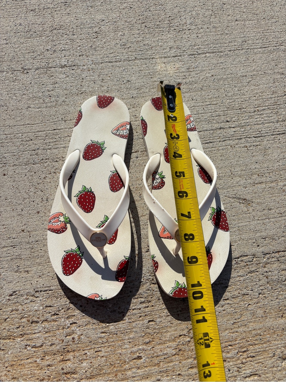 Coach Strawberry Print Cream Flip Flops - Picture 9 of 9